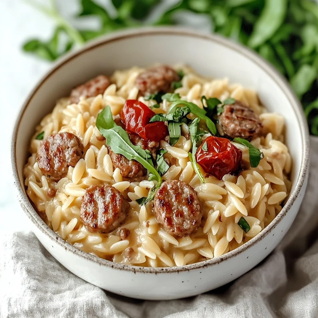 Savory beef Sausage Orzotto: Quick Comfort Food Delight