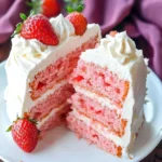 Strawberry Cake with Whipped Cream Cheese Frosting