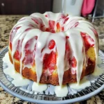 Strawberry Cream Cheese Pound Cake with White Glaze