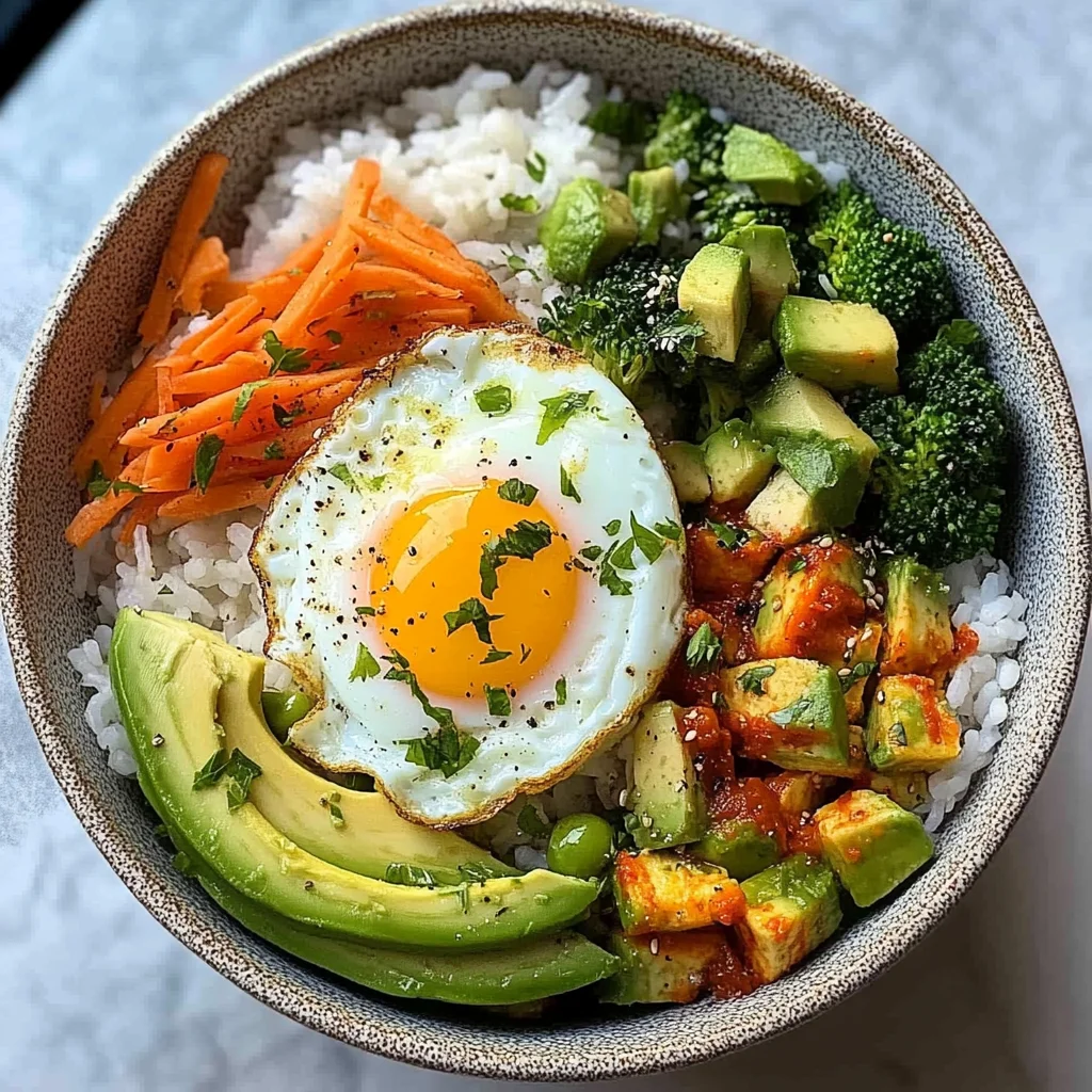 Sunny Egg & Veggie Rice Bowl with Avocado