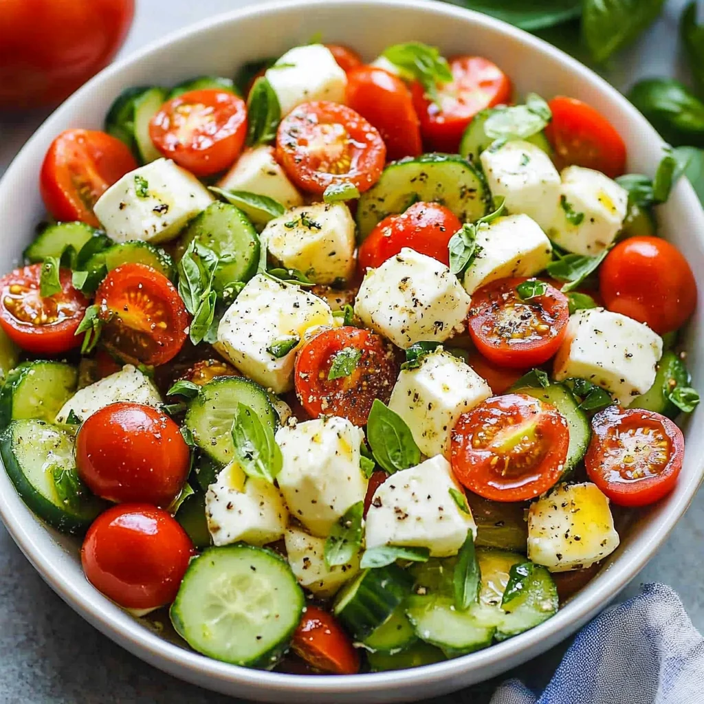 Tomato Cucumber Mozzarella Salad