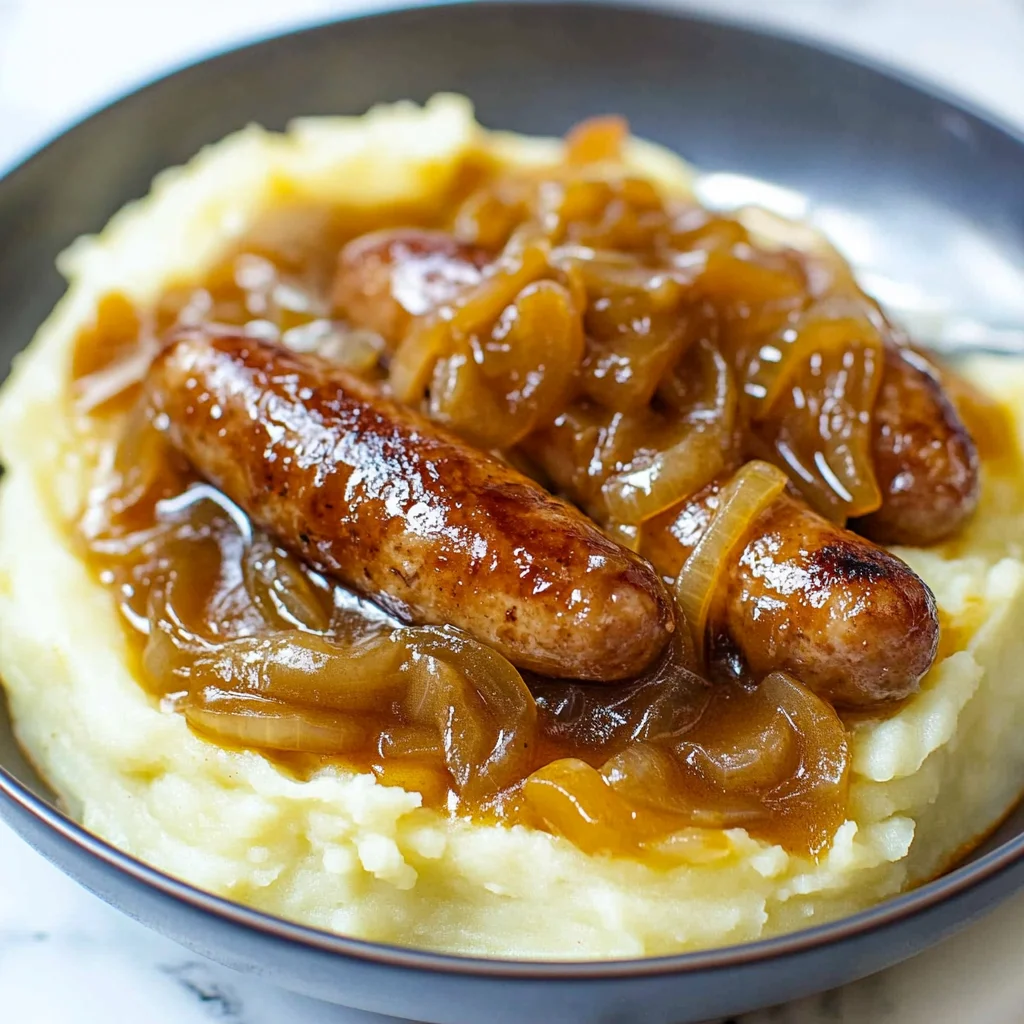 Bangers and Mash with Onion Gravy