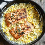 Creamed Corn Orzo with Salmon