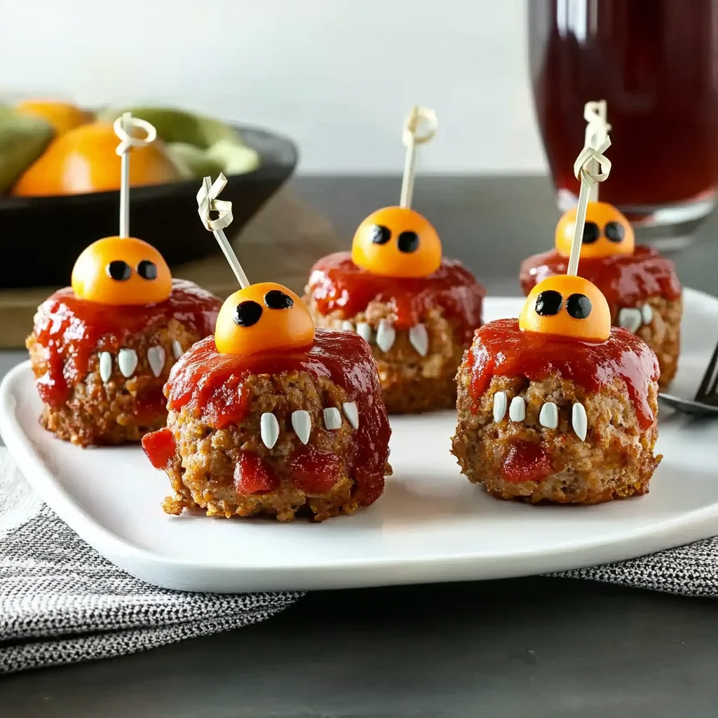 Mini Monster Meatloaf Halloween Dinner Recipe