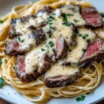 Savory Steak Gorgonzola Alfredo with Creamy Parmesan Sauce