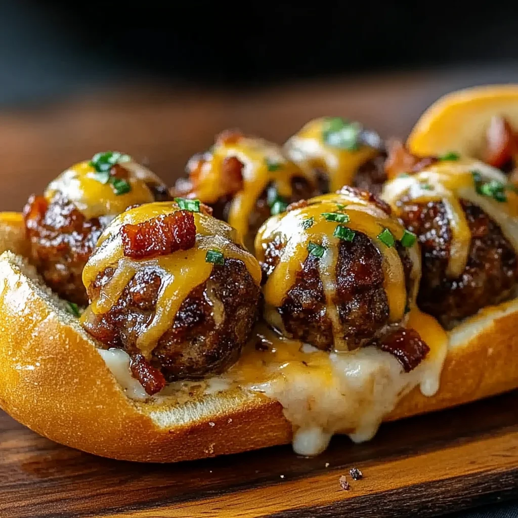 Sizzling Bourbon BBQ Turkey Bacon Cheeseburger Meatball