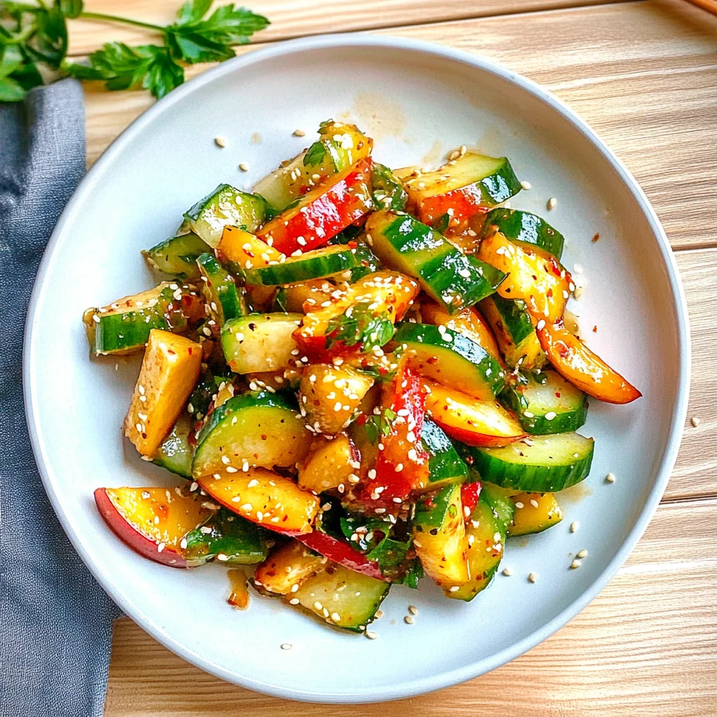 Spicy Peach Cucumber Salad