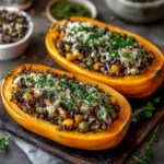 Stuffed Butternut Squash with Wild Rice
