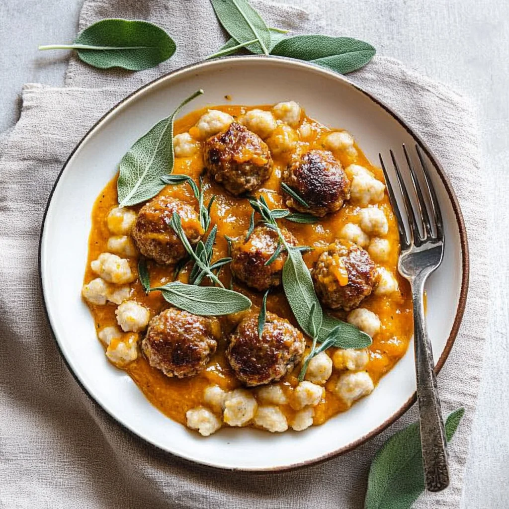 Turkey Meatballs in Pumpkin Sage Sauce
