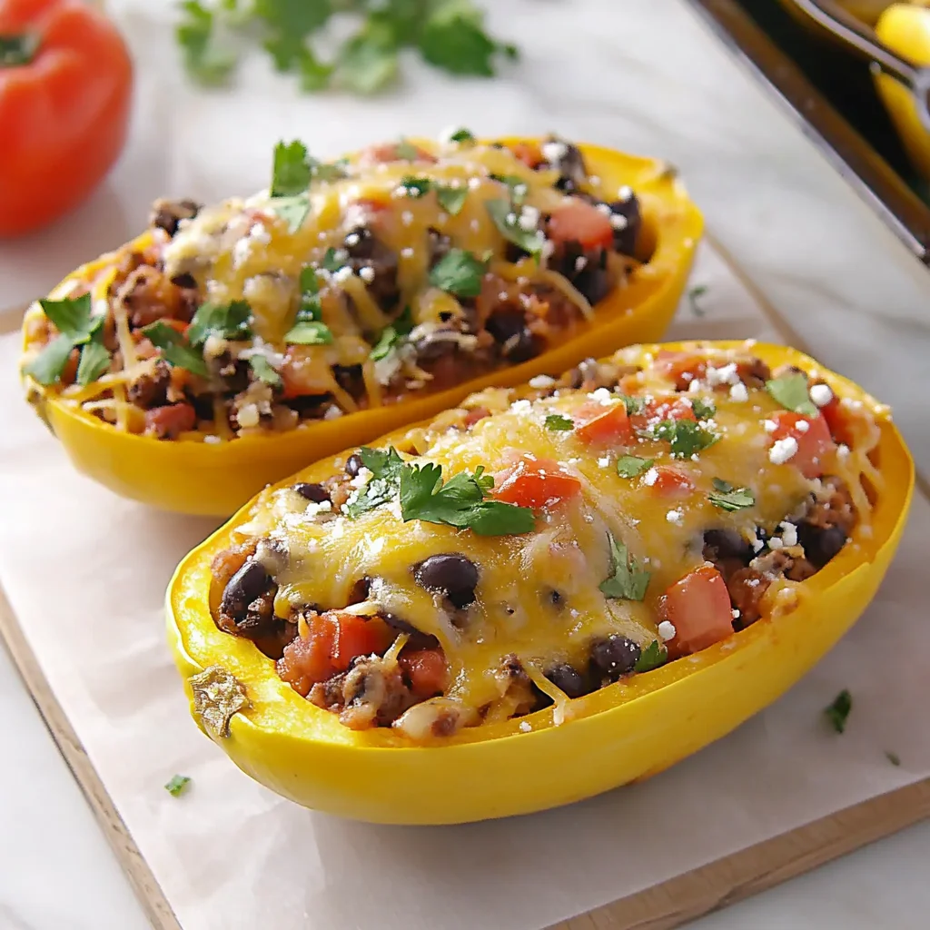 Burrito Spaghetti Squash Boats