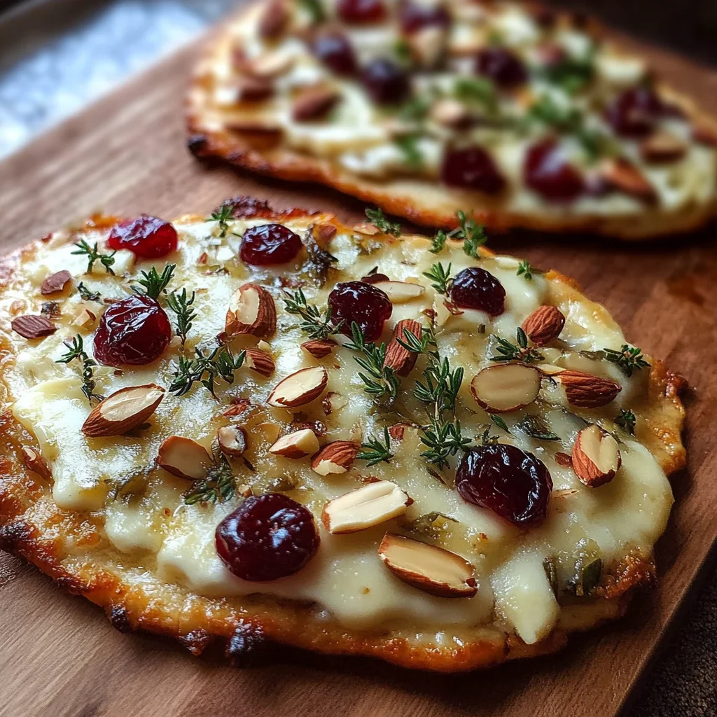 Crispy Flatbread with Brie, Cranberries & Toasted Almonds