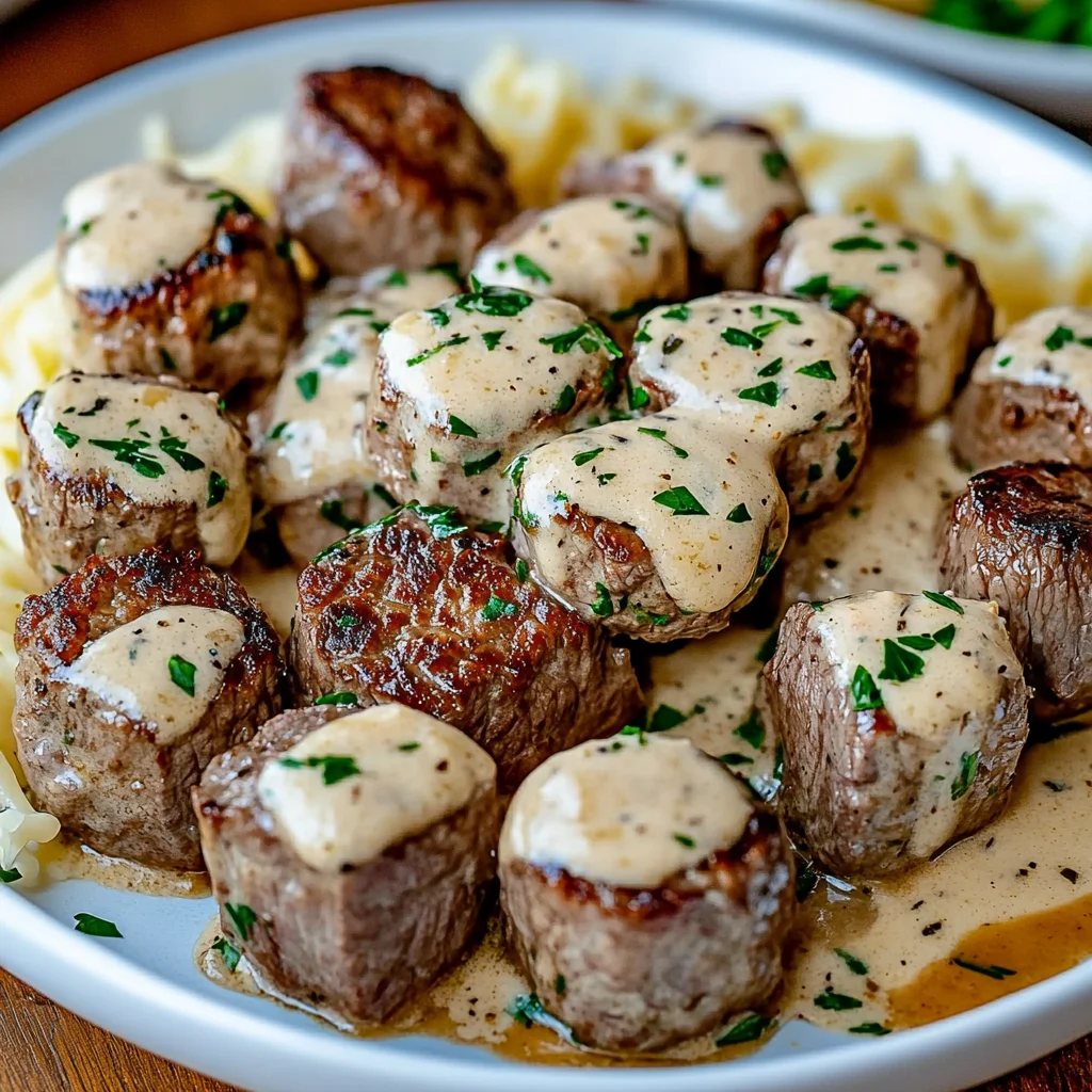 Garlic Butter Steak Bites with a Rich Parmesan Cream Sauce