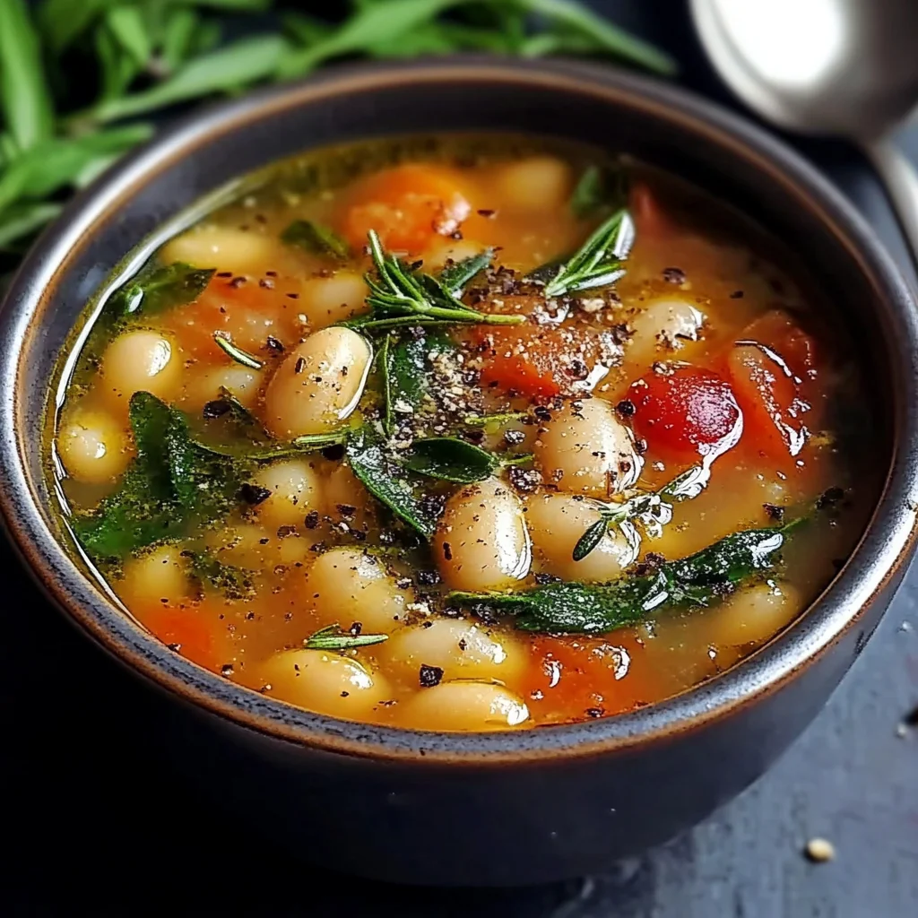 Rustic Tuscan Bean Soup with Fresh Herbs