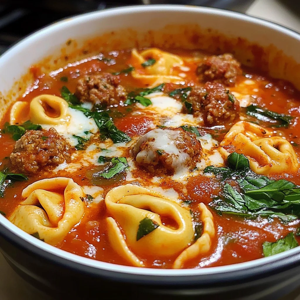 Cheesy Meatball Tortellini Soup