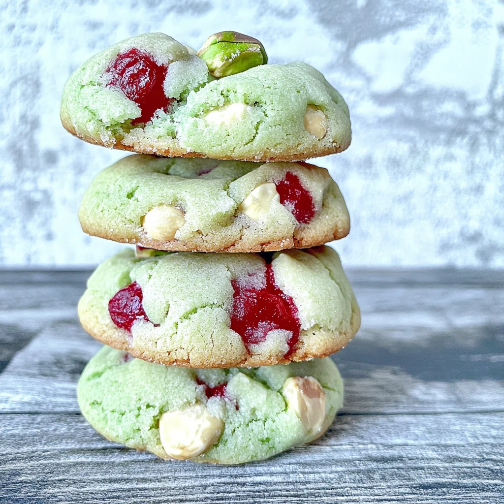 Cherry Pistachio Crinkle Cookies