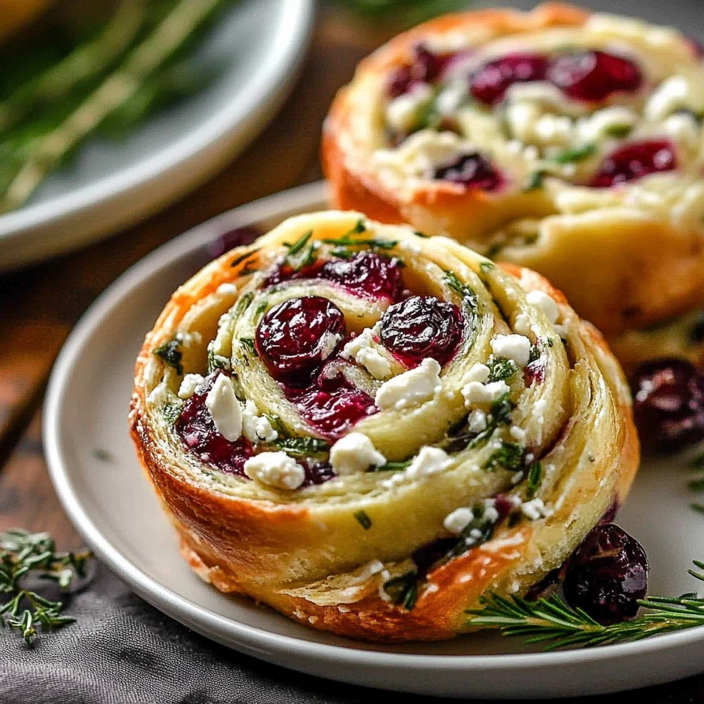 Cranberry Cream Cheese Pinwheels with Feta & Herbs