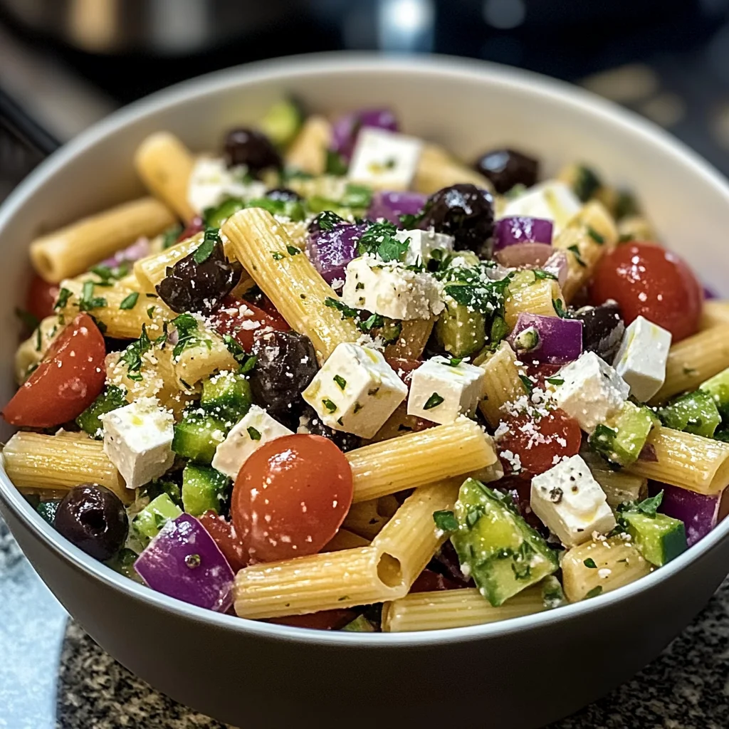 Greek Rigatoni Pasta Salad – A Fresh and Flavorful Mediterranean Delight!