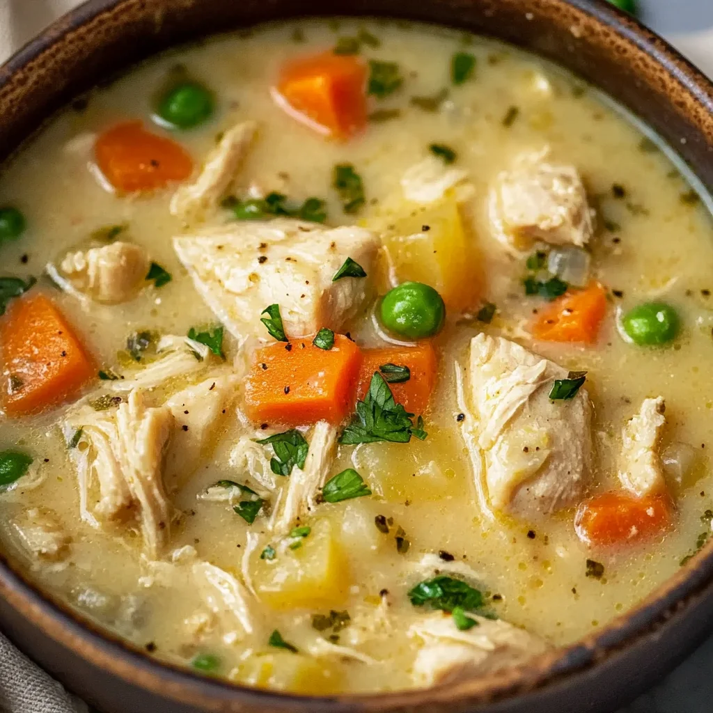 High Protein Chicken Pot Pie Soup