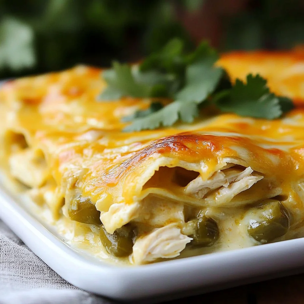 Quick and Easy Green Chile Chicken Enchilada Casserole