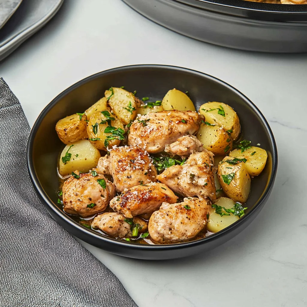 Slow Cooker Parmesan Garlic Chicken and Potatoes