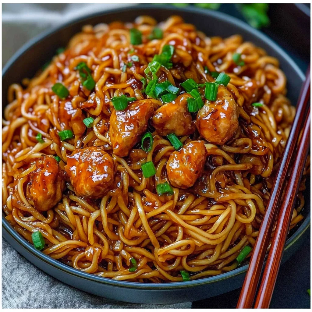 Sticky Garlic Chicken Noodles