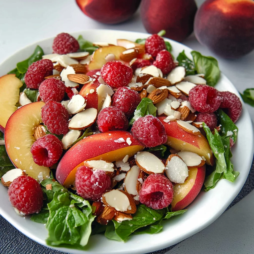 White Peach Raspberry Almond Salad