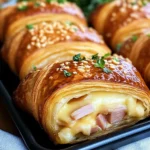 Baked chicken ham and Cheese Croissants