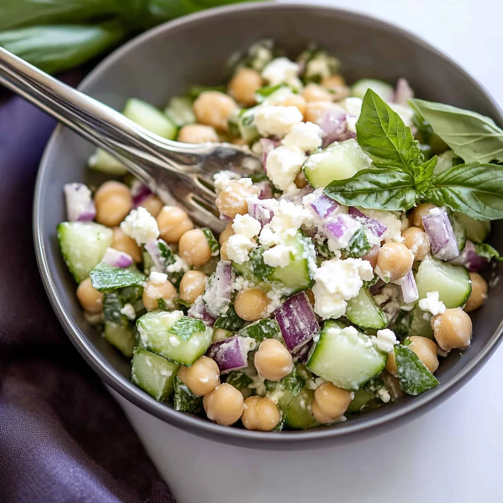 Chickpea Feta Cucumber Salad