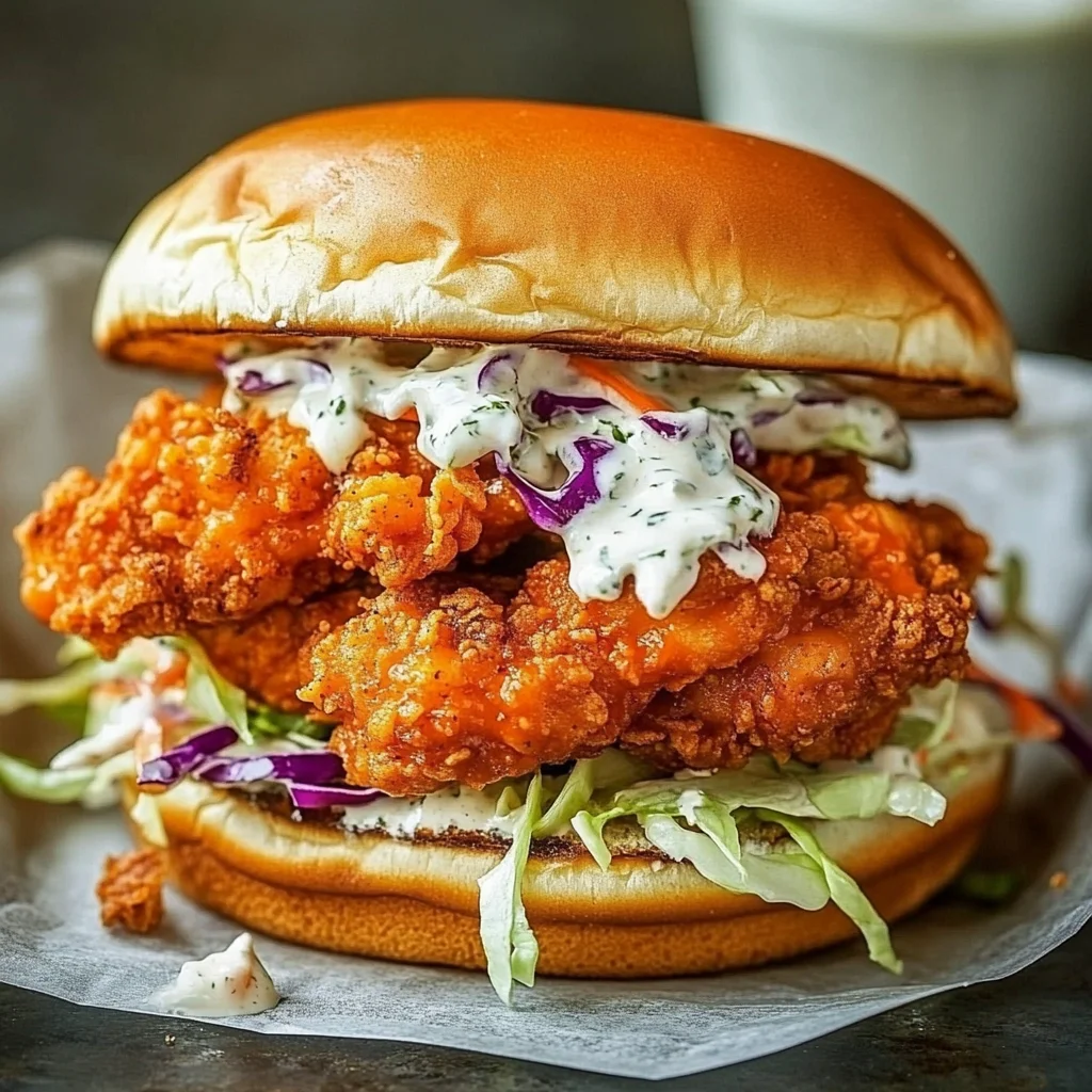 Crispy Buffalo Chicken Sandwich with Ranch Slaw