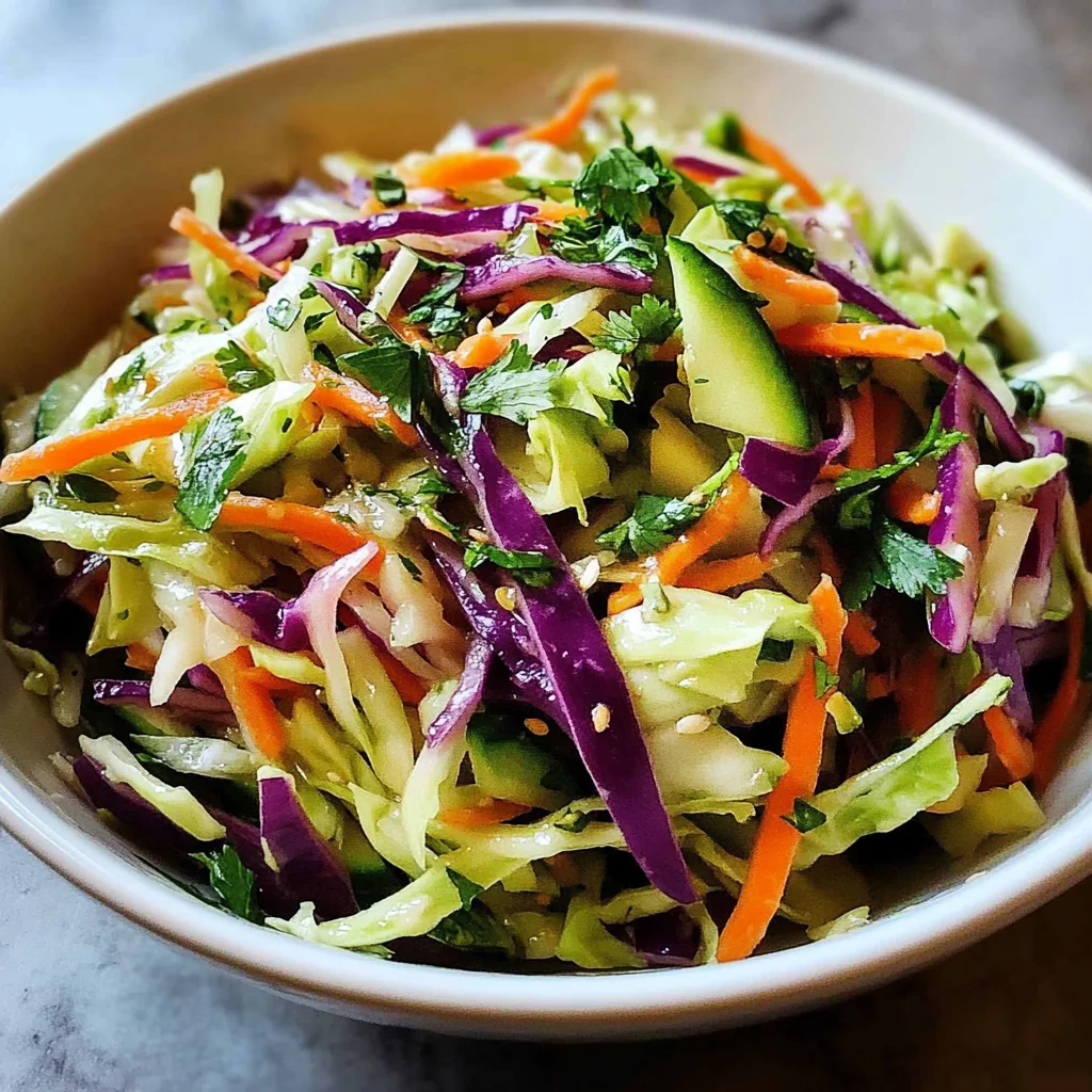 Easy Tangy Vinegar Cabbage Salad with Crisp Vegetables (No Mayo)