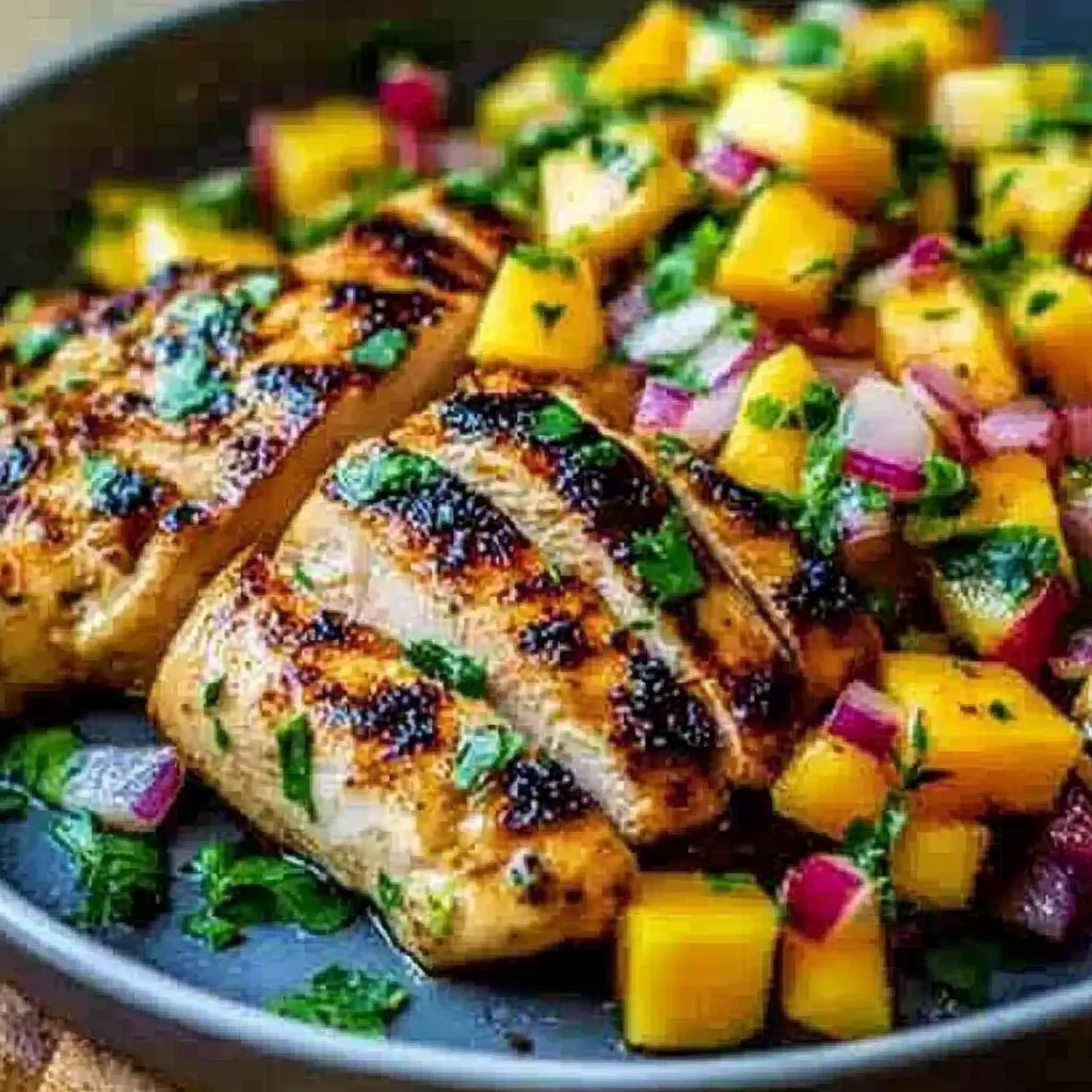 Lemon Ginger Chicken with Pineapple Mango Salsa