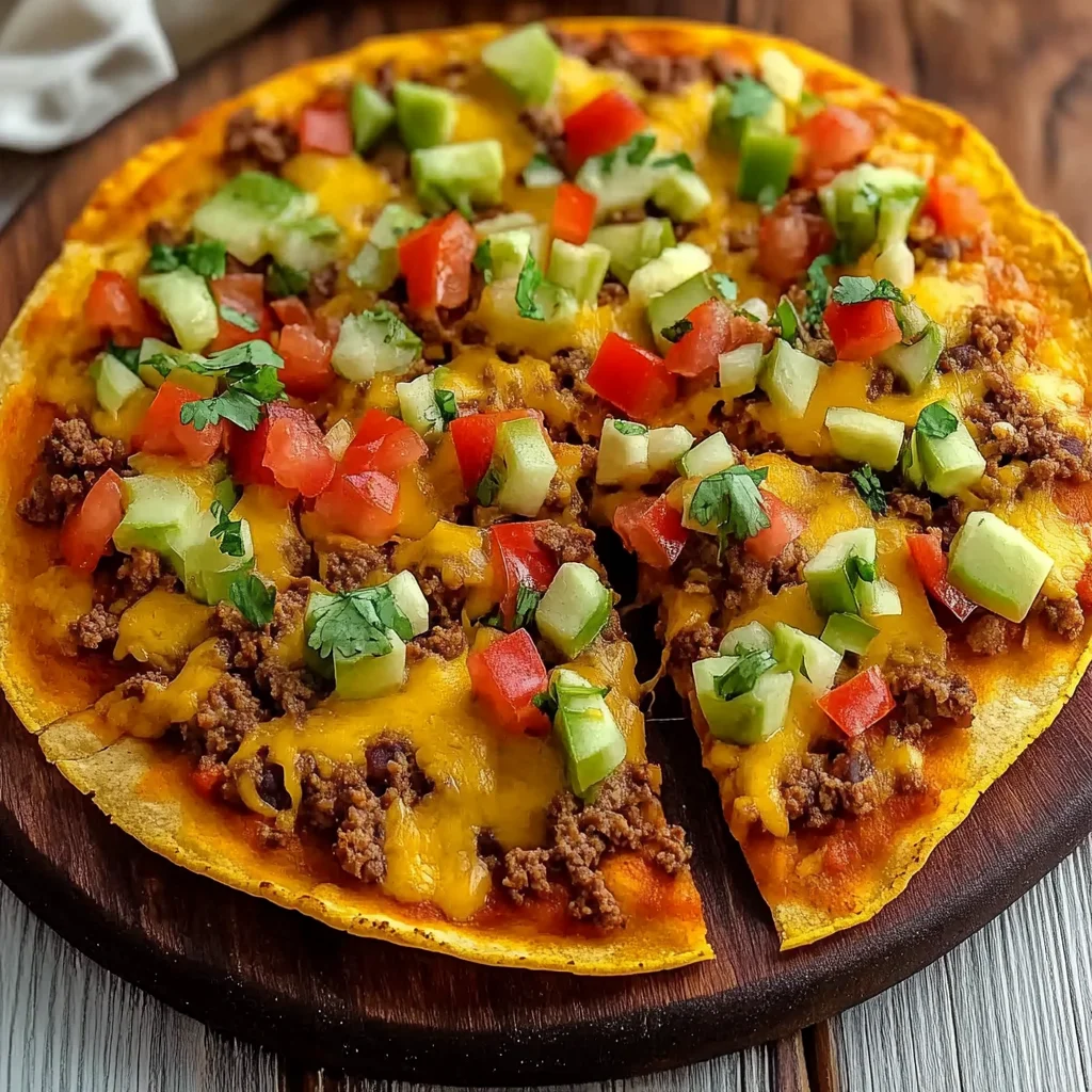 Crispy Mexican Pizza with Seasoned Beef and Refried Beans Recipe