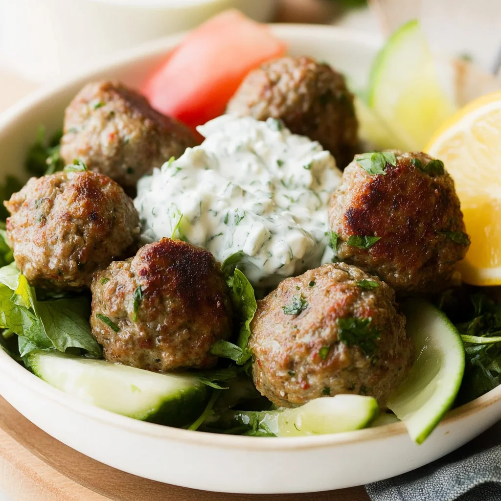 Greek Lamb & Feta Meatballs with Tzatziki Sauce