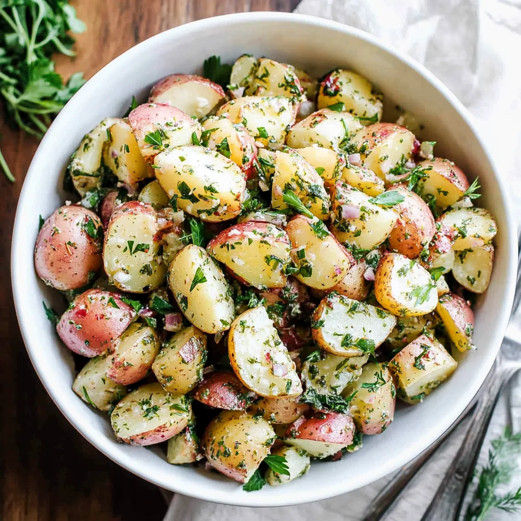 Oil and Vinegar Potato Salad with Herbs (No-Mayo!)