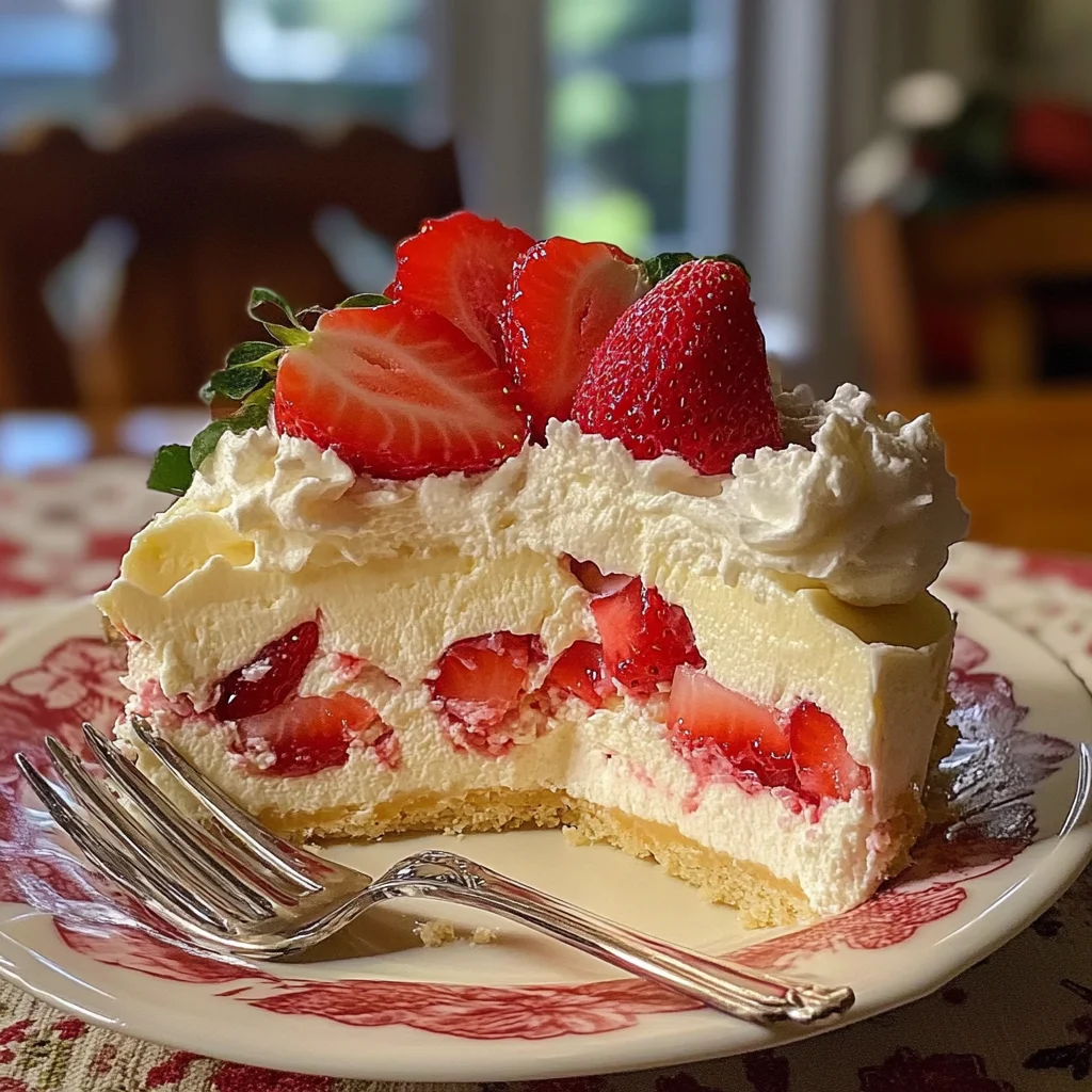 Strawberry Shortcake Cheesecake with White Chocolate Layers