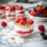 Berry cheesecake with almond crumble