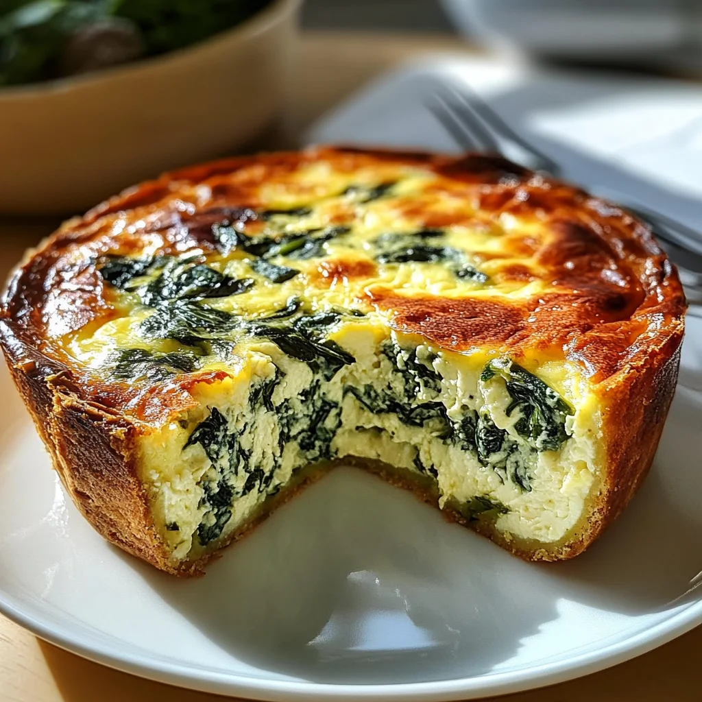 Creamy Crustless Spinach Ricotta Quiche with 14g Protein