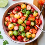 Melon Strawberry Salad with Lime Mint Dressing