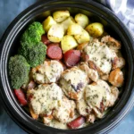Slow Cooker Creamy Garlic Chicken and Veggies