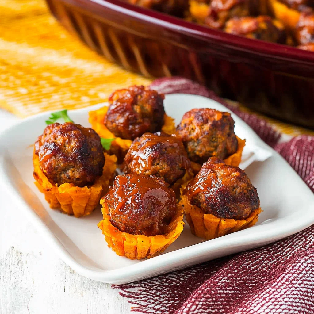 BBQ Meatball Sweet Potato Bites