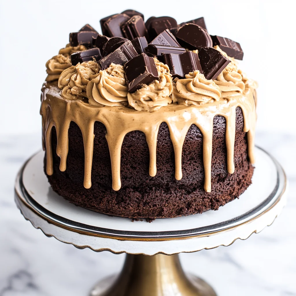 Chocolate Brownie Cake with Peanut Butter Frosting