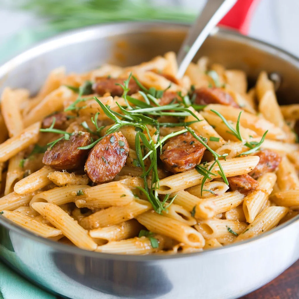 Easy Cajun Penne Pasta with Andouille Sausage