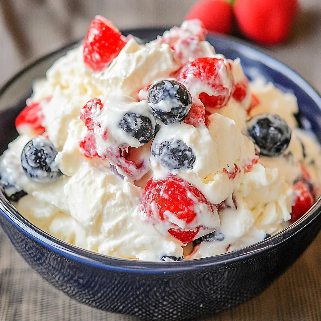 Easy Red White and Blue Cheesecake Salad