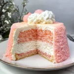 Lychee Cake With Pink Biscuits