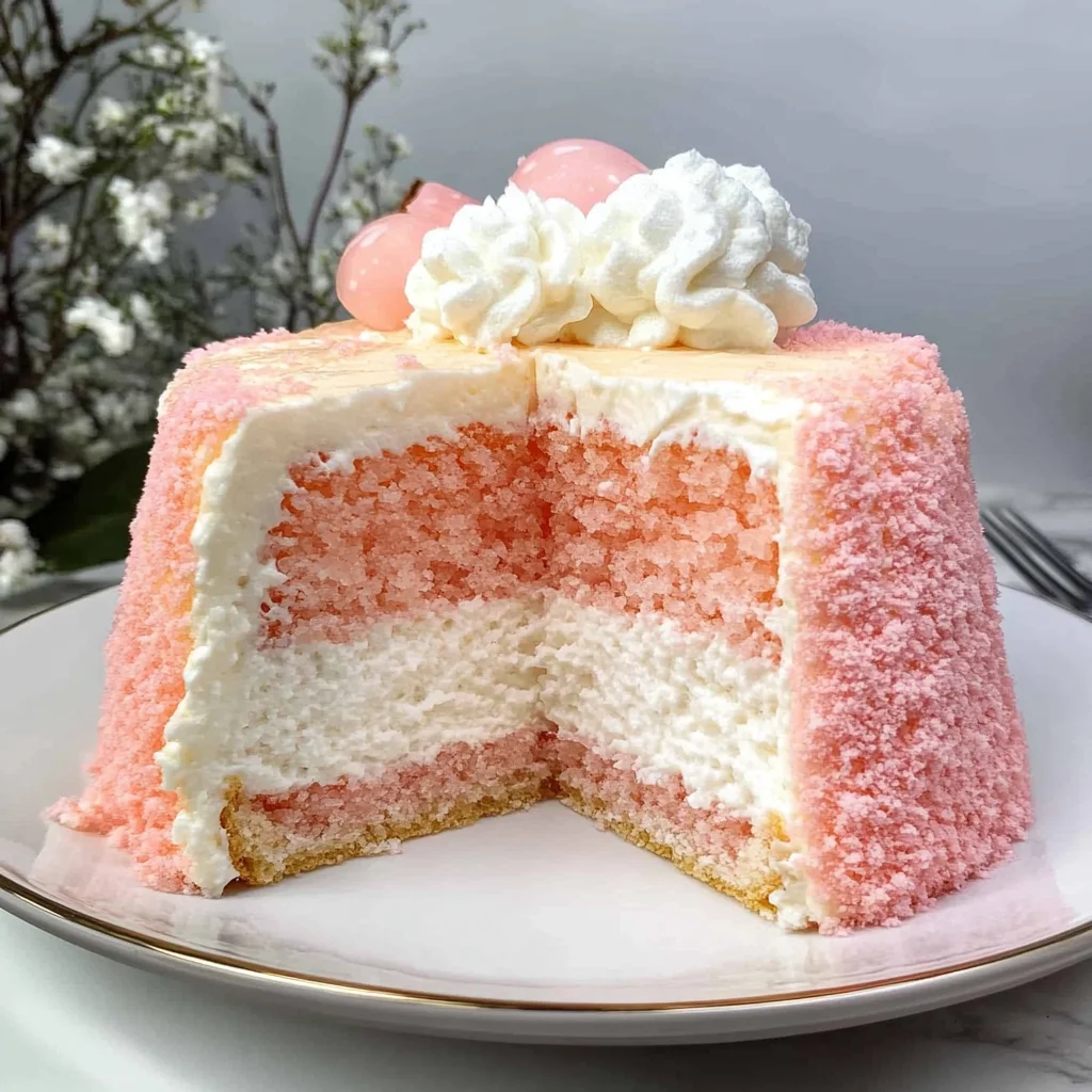 Lychee Cake With Pink Biscuits