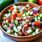 Mediterranean Salad with Cucumber, Tomato, and Onion