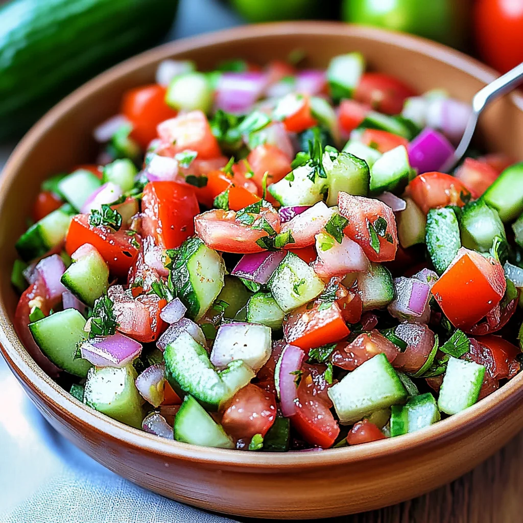 Mediterranean Salad with Cucumber, Tomato, and Onion