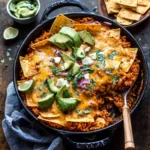 One Skillet Saucy Chicken Tortilla Enchilada Rice Bake