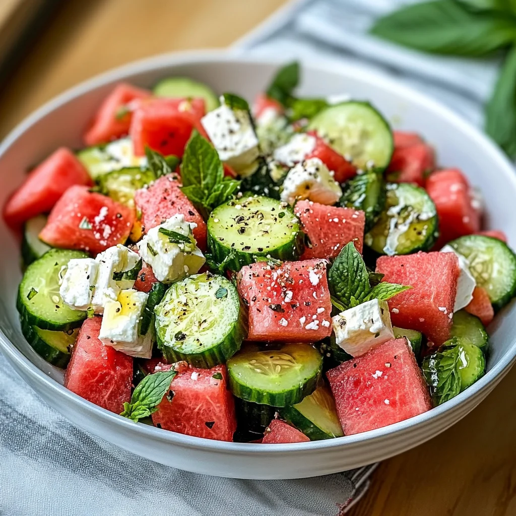 Watermelon Cucumber Feta Salad