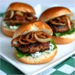 BBQ Turkey Bacon Sliders with Blue Cheese and Crispy Onions